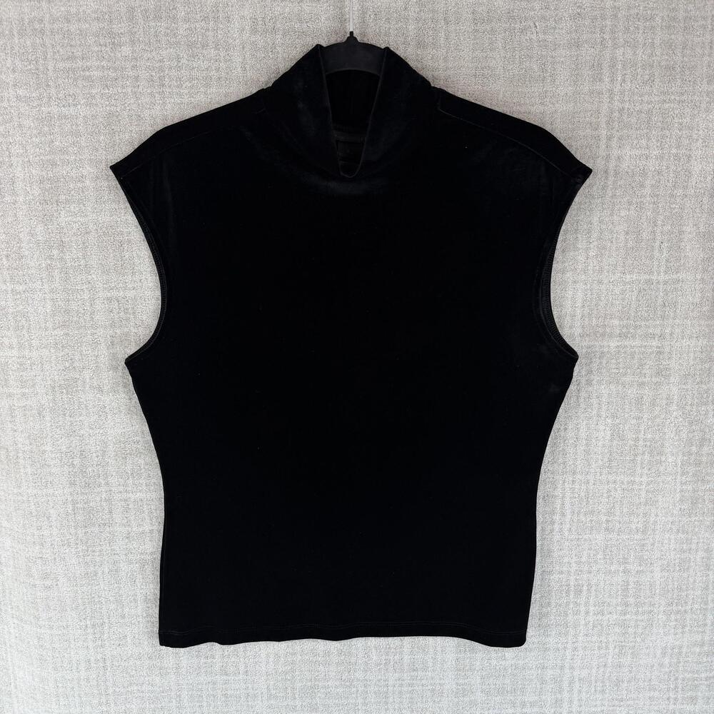 The Limited Tank Womens L Black Velvet Turtleneck Sleeveless Slim Stretch